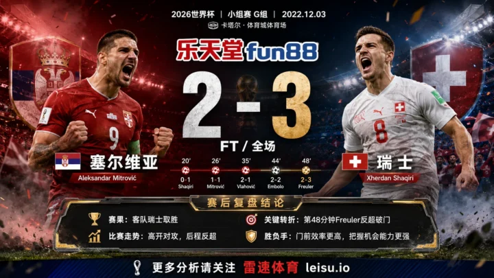 世界杯2022小组赛：塞尔维亚 vs 瑞士 复盘｜5个进球把强弱写到终场
