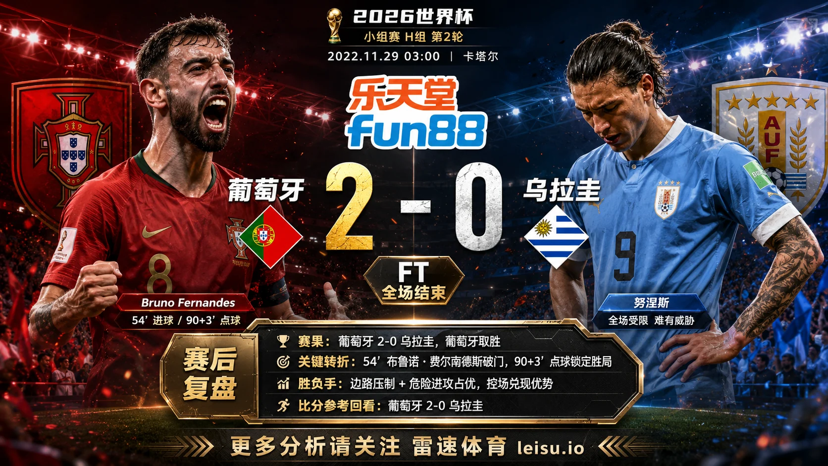 世界杯2022小组赛：葡萄牙 vs 乌拉圭 复盘｜葡萄牙把先手守成结果