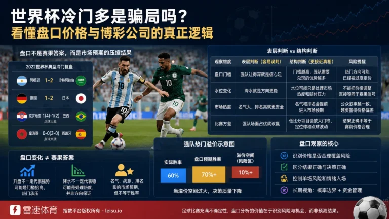 世界杯冷门多是骗局吗？看懂盘口价格与博彩公司的真正逻辑