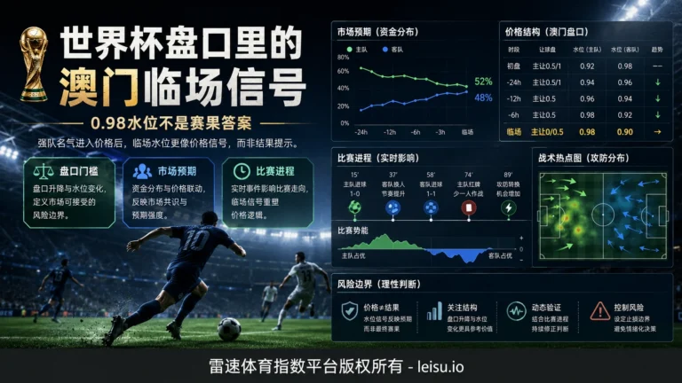 世界杯盘口里的澳门临场信号：0.98水位不是赛果答案