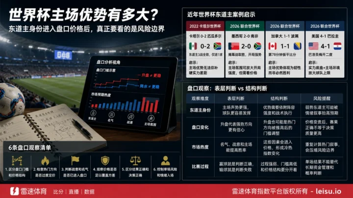 世界杯主场优势有多大？东道主身份进入盘口价格后，真正要看的是风险边界