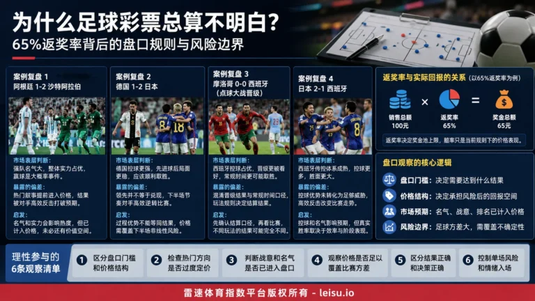 为什么足球彩票总算不明白？65%返奖率背后的盘口规则与风险边界
