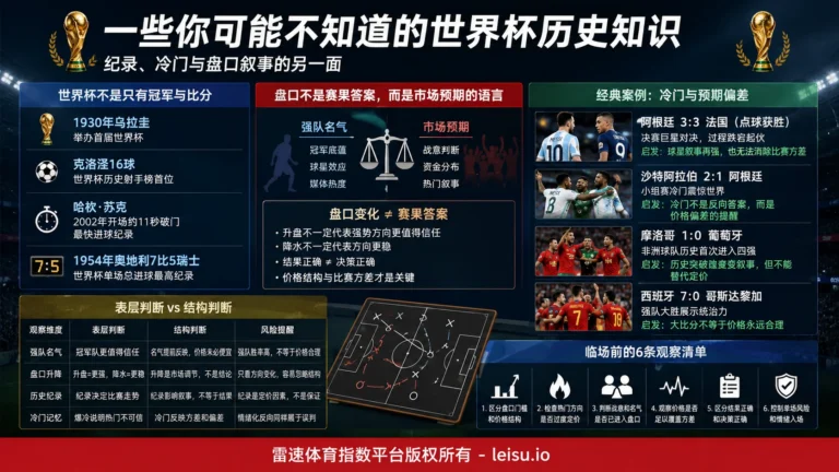 一些你可能不知道的世界杯历史知识：纪录、冷门与盘口叙事的另一面