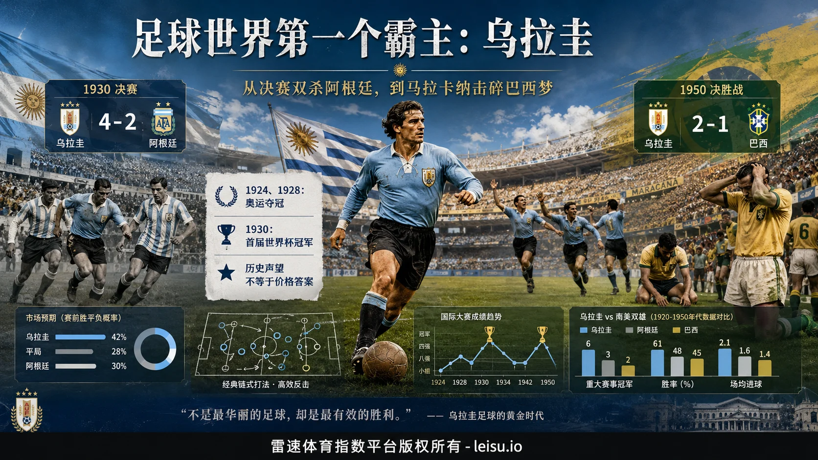 足球世界第一个霸主乌拉圭：从决赛双杀阿根廷到马拉卡纳击碎巴西梦