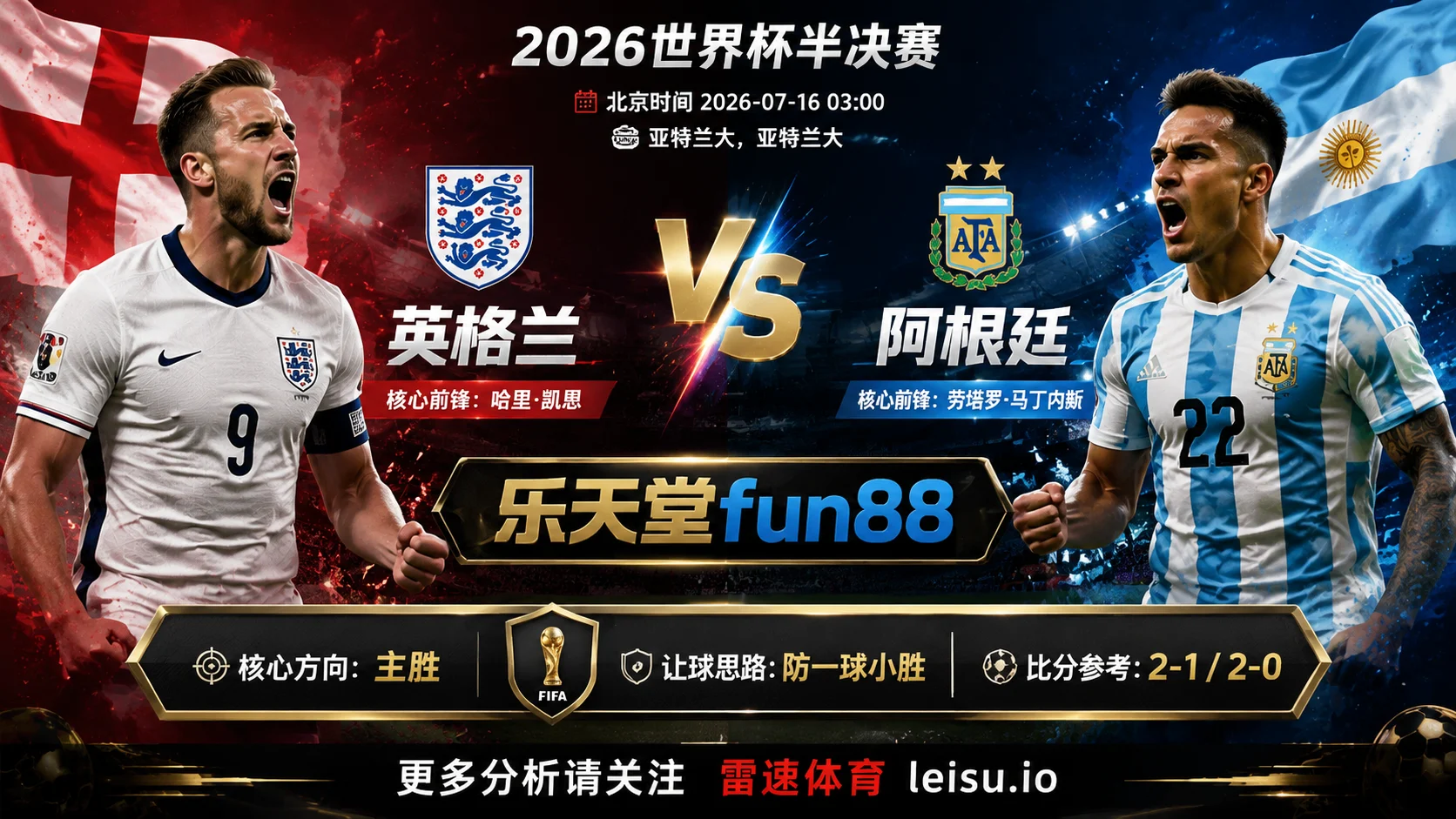 2026世界杯4强分析:英格兰 vs 阿根廷|英格兰厚度略占优,阿根廷控场经验抬高平局风险