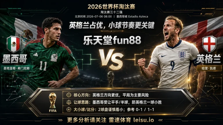 2026世界杯16强分析：墨西哥 vs 英格兰｜英格兰低赔占优但小球节奏更关键