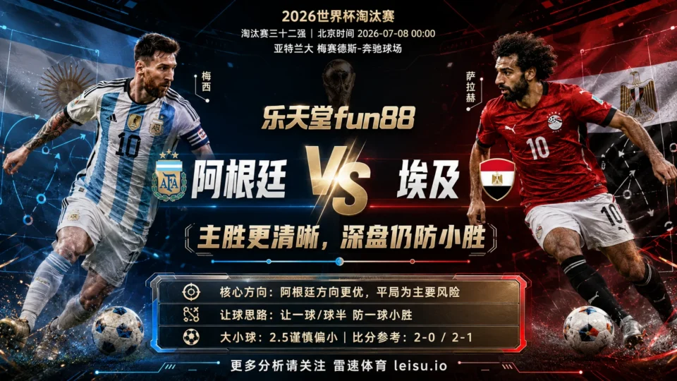 2026世界杯16强分析：阿根廷 vs 埃及｜阿根廷胜面明确但深盘仍防反击波动