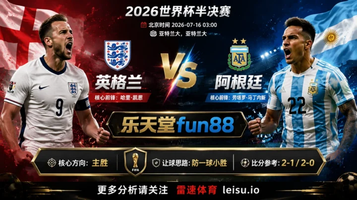 2026世界杯4强分析：英格兰 vs 阿根廷｜英格兰厚度略占优，阿根廷控场经验抬高平局风险
