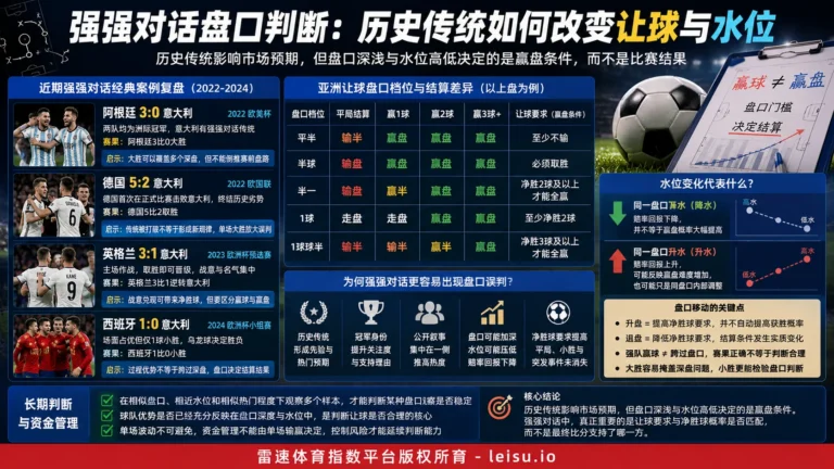 强强对话盘口判断：历史传统如何改变让球与水位