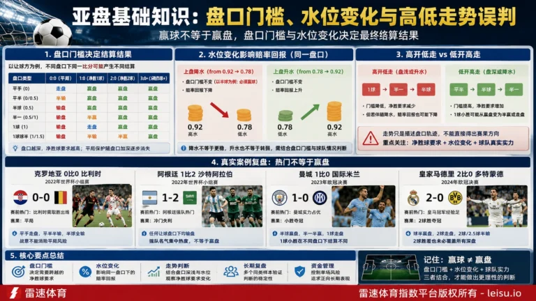 亚盘基础知识：盘口门槛、水位变化与高低走势误判