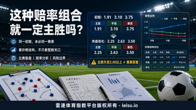 出现这种赔率组合就一定主胜？“234”盘型真正该看的不是整数关口