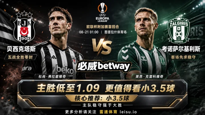 欧联杯贝西克塔斯对考诺萨尔基利斯分析：主胜低至1.09，为什么更值得看小3.5球