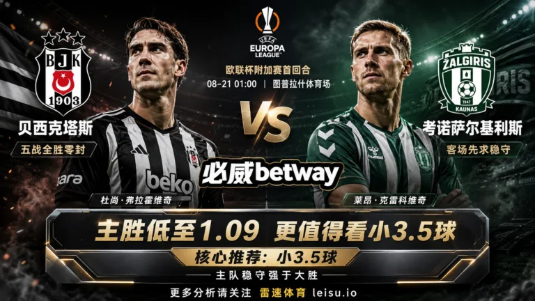 欧联杯贝西克塔斯对考诺萨尔基利斯分析：主胜低至1.09，为什么更值得看小3.5球