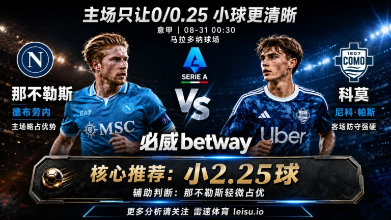 意甲前瞻 那不勒斯vs科莫：主场只让0/0.25，为何小2.25更值得关注