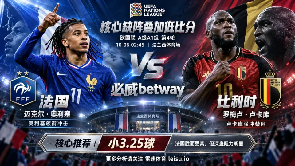 法国vs比利时:核心缺阵叠加低比分,小3.25球成主线