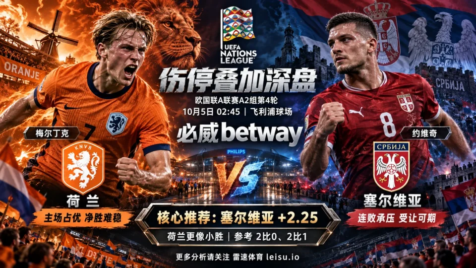 荷兰vs塞尔维亚:伤停叠加深盘,塞尔维亚受让2.25球