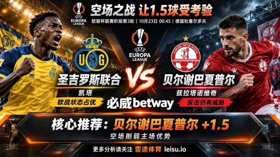 圣吉罗斯联合vs贝尔谢巴夏普尔:欧联杯让1.5球与空场影响分析